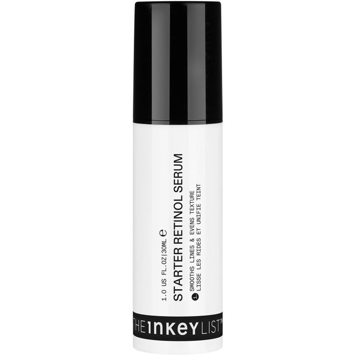 The Inkey List Starter Retinol Serum 30 ml juonteita silottava seerumi valkoisessa pullossa mustalla korkilla.