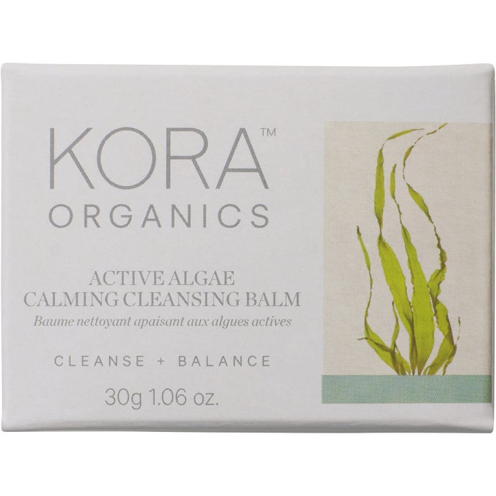 KORA Organics Active Algae Melting Cleansing Balm 30 g rauhoittava puhdistusbalsami valkoisessa leväkuvioisessa pakkauksessa.