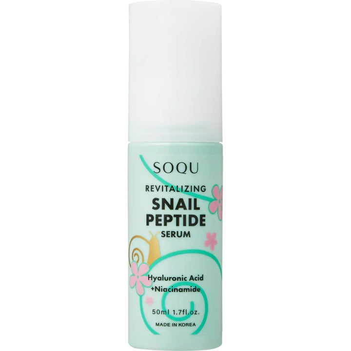 SOQU Revitalizing Snail Peptide Serum 50 ml elvyttävä seerumi vaaleassa pullossa valkoisella korkilla