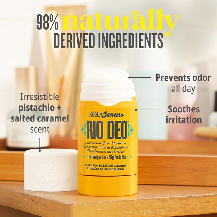 Sol de Janeiro Rio Deo 62 57 g alumiiniton deodorantti keltaisessa hylsyssä sisältää 98 % luonnollisia ainesosia.