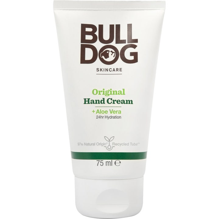 Bulldog Original Hand Cream 75 ml kosteuttava aloe veraa sisältävä käsivoide valkoisessa tuubissa