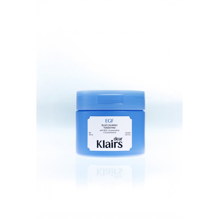 Klairs EGF Blue Calming Toner Pad 60 kpl rauhoittava kasvovesi sinisessä purkissa sisältää Cica Exosomea.