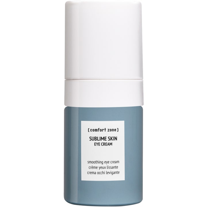 [comfort zone] Sublime Skin Eye Cream silottava silmänympärysvoide harmaansinisessä pumppupullossa valkoisella korkilla