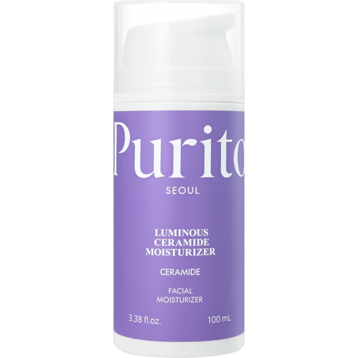 Purito Dermide Relief Barrier Moisturizer 100 ml rauhoittava kasvovoide sinisellä etiketillä ja kirkkaalla korkilla