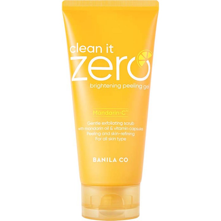 Banila Co Clean It Zero Brightening Peeling Gel kirkastava kuorintageeli keltaisessa tuubissa antaa iholle heleyttä.