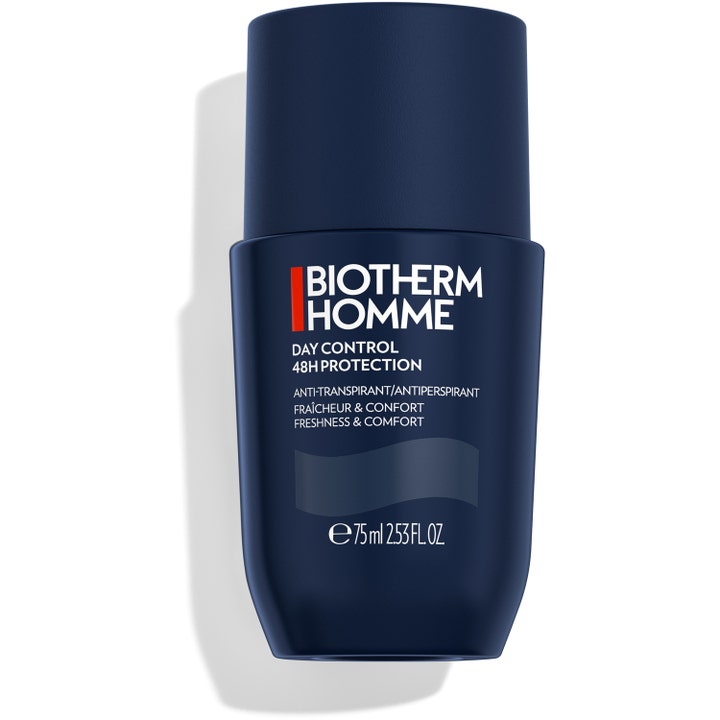 Biotherm Homme Day Control 48H Protection 75 ml antiperspirantti luo raikkautta mattapintaisessa tummansinisessä pullossa