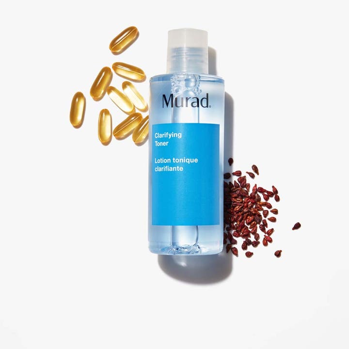 Murad Blemish Control Clarifying Toner 180 ml puhdistava kasvovesi pullossa kapseleiden ja siementen kera