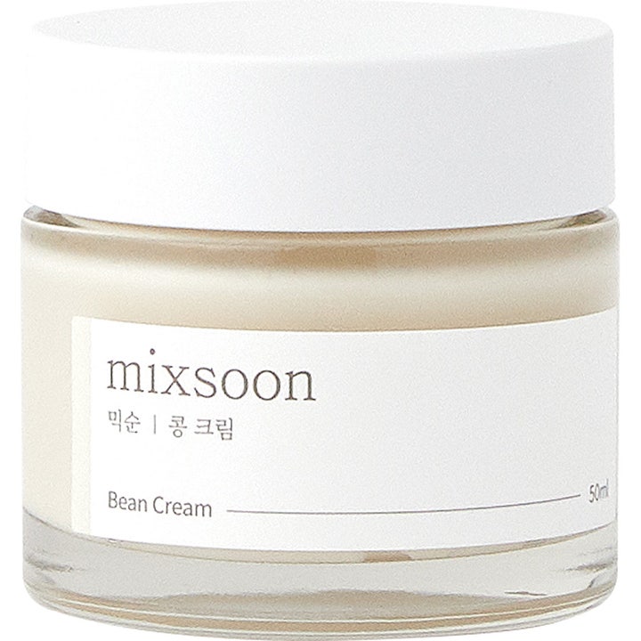Mixsoon Bean Cream 50 ml kosteuttava kasvovoide kirkkaassa lasipurkissa jossa on valkoinen kansi.