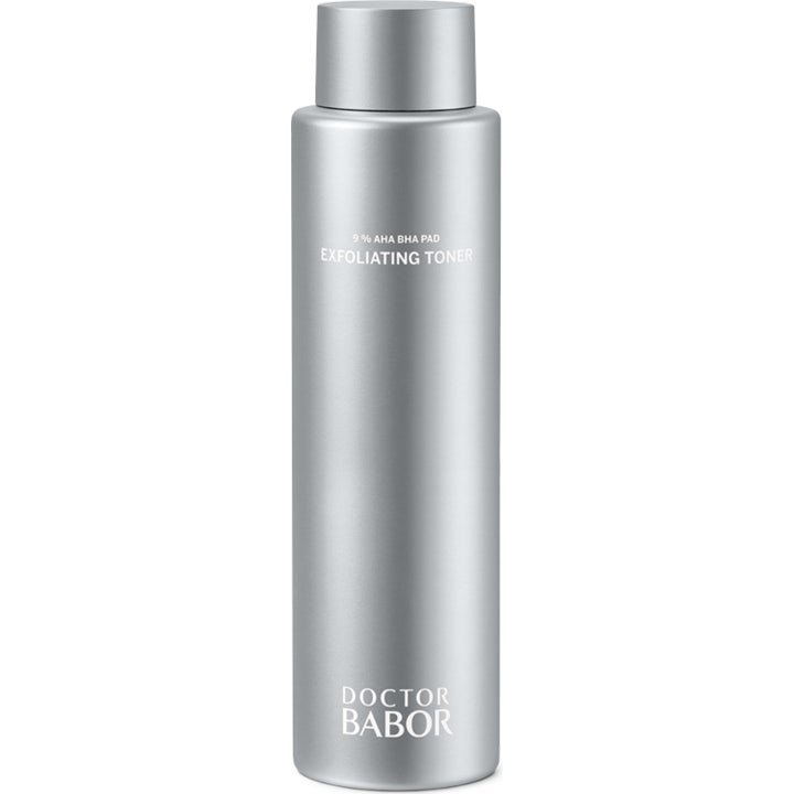Doctor Babor Exfoliating Toner kirkastava kasvovesi 9% AHA BHA hapoilla mattapintaisessa hopeisessa pullossa