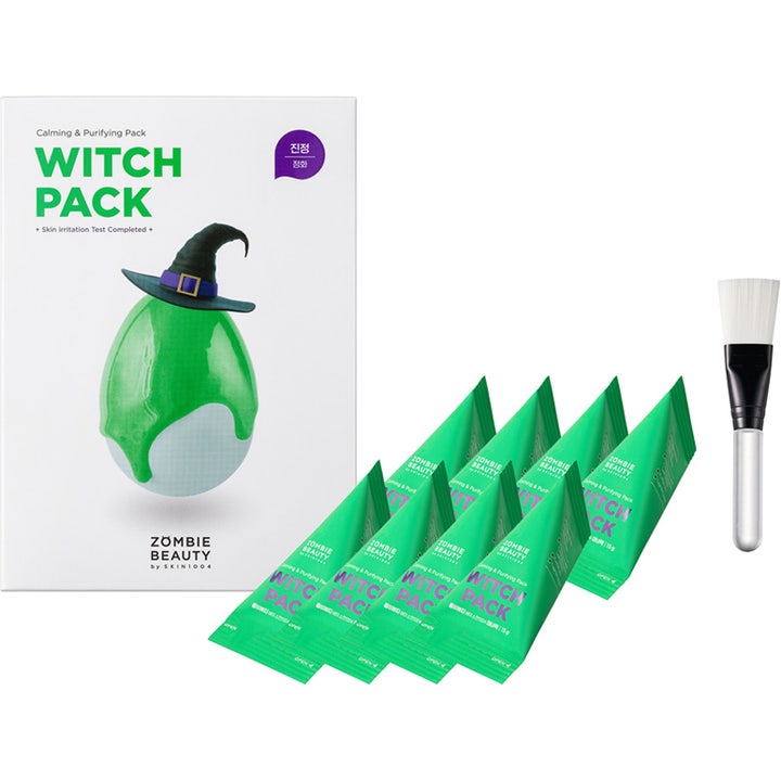 Skin1004 Zombie Beauty Witch Pack 8 x 15 g rauhoittava kasvonaamio vihreissä pussukoissa siveltimellä