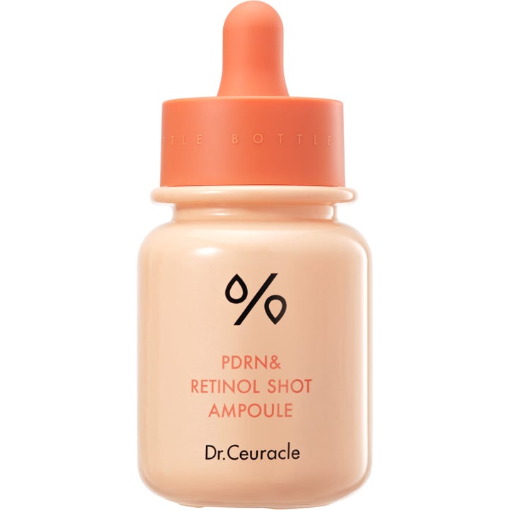 Dr. Ceuracle PDRN & Retinol Shot Ampoule 30 ml uudistava seerumi persikanvärinen pullo oranssilla pipettikorkilla