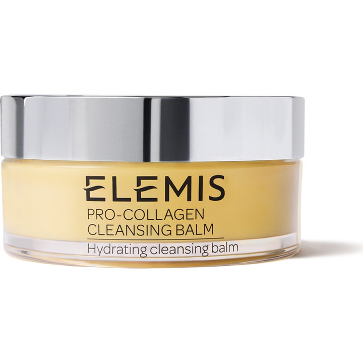 Elemis Pro-Collagen Cleansing Balm 100 g syväpuhdistava voide keltaisessa kirkkaassa purkissa hopeisella kannella.