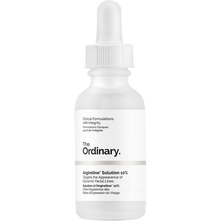 The Ordinary Argireline Solution 10% 30 ml silottava kasvoseerumi huurteisessa lasipullossa valkoisella pipetillä