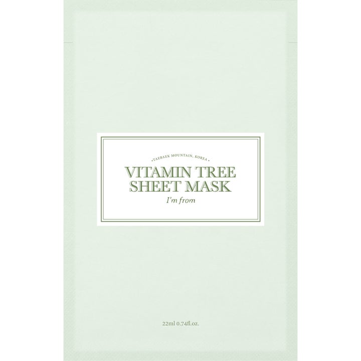 I'm from Vitamin Tree Sheet Mask 22 ml kirkastava kangasnaamio vaaleanvihreässä pussissa valkoisella etiketillä