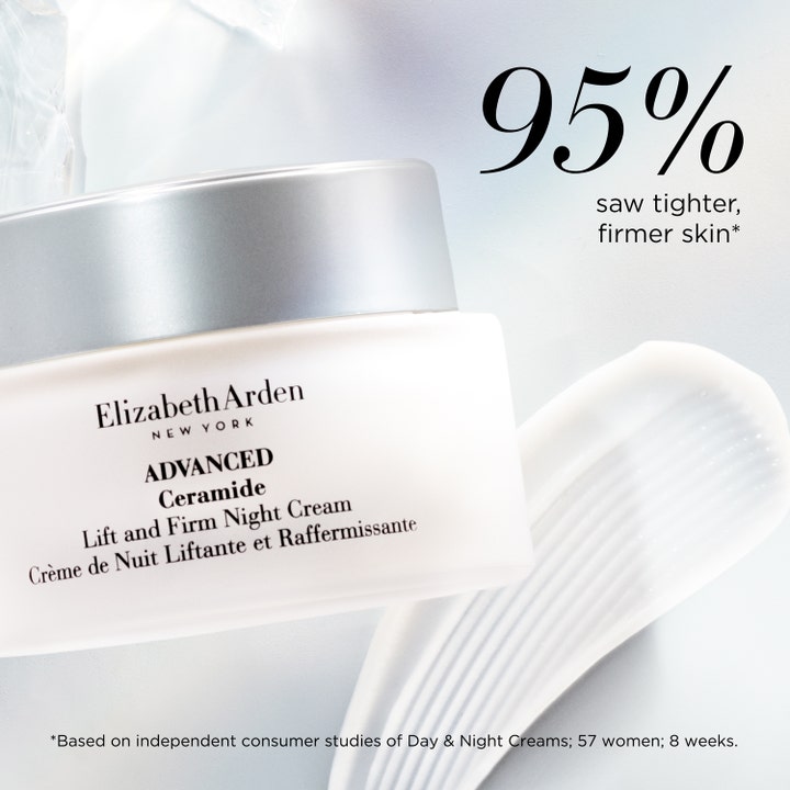 Elizabeth Arden Ceramide Lift & Firm Advanced Night Cream 50 ml kiinteyttävä yövoide ja täyteläinen valkoinen voidekoostumus