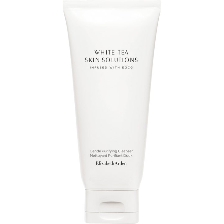 Elizabeth Arden White Tea Skin Solutions Gentle Purifying Cleanser on puhdistustuote valkoisessa minimalistisessa tuubissa.
