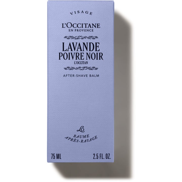 L'Occitane en Provence Lavande Poivre Noir 75 ml rauhoittava aftershave vaaleanliilassa pahvipakkauksessa