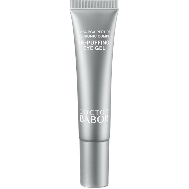 Doctor Babor De-Puffing Eye Gel 15 ml turvotusta laskeva silmänympärysgeeli hopeisessa tuubissa.