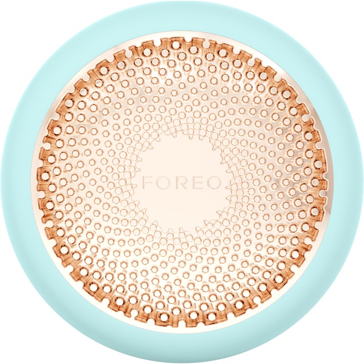 Foreo UFO kasvonaamiolaite 1 kpl syväkosteuttaa ihoa. Mintunvihreä silikonireunus ja ruusukultainen metallilevy.