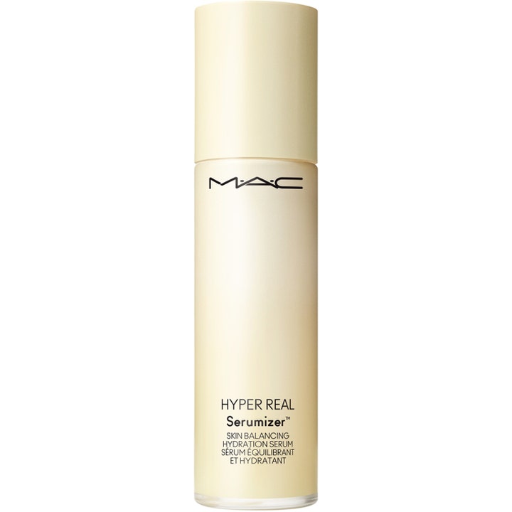 MAC Hyper Real Serumizer 30 ml tasapainottava ja kosteuttava seerumi vaaleanbeige mattapintainen pullo mustalla tekstillä