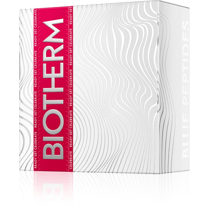 Biotherm Blue Peptides Uplift Cream SPF30 Holiday Set 1 kpl kiinteyttävä lahjasetti valkoisessa hopeakuvioisessa rasiassa.