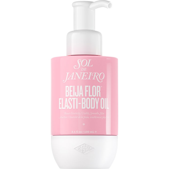 Sol de Janeiro Beija Flor Elasti-Body Oil 100 ml silottava vartaloöljy vaaleanpunaisessa pumpullisessa pakkauksessa