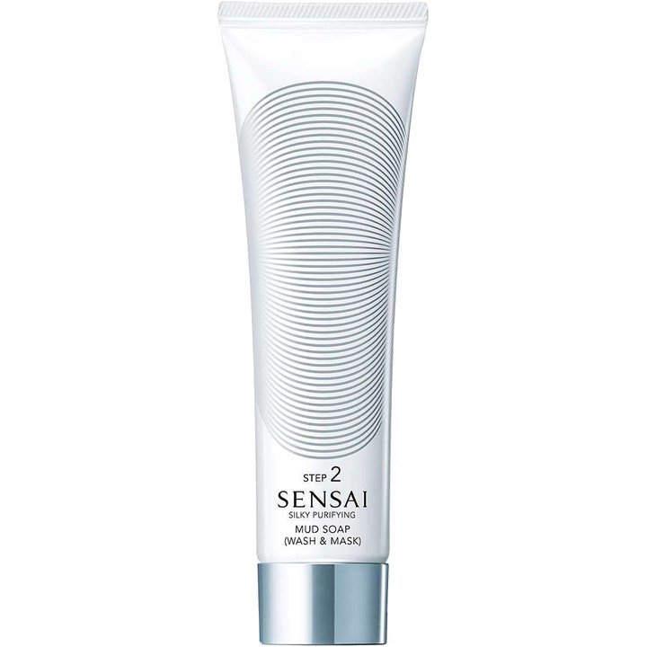 Sensai Silky Purifying Mud Soap 125 ml syväpuhdistava savisaippua valkoisessa tuubissa hopeisella korkilla.