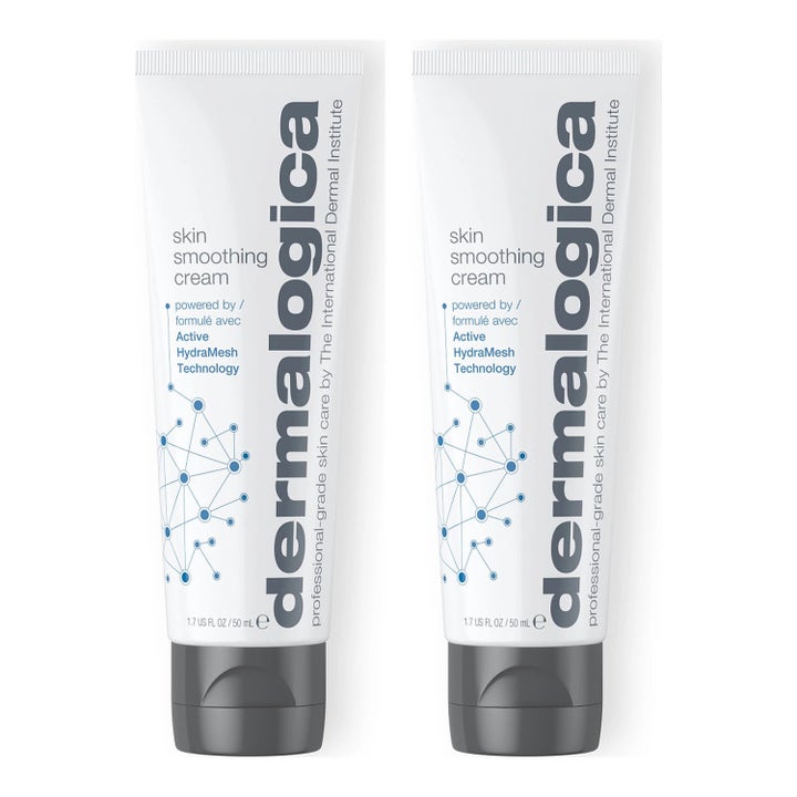 Dermalogica Skin Smoothing Cream 50 ml kosteuttava kasvovoide kaksi valkoista tuubia harmaalla korkilla