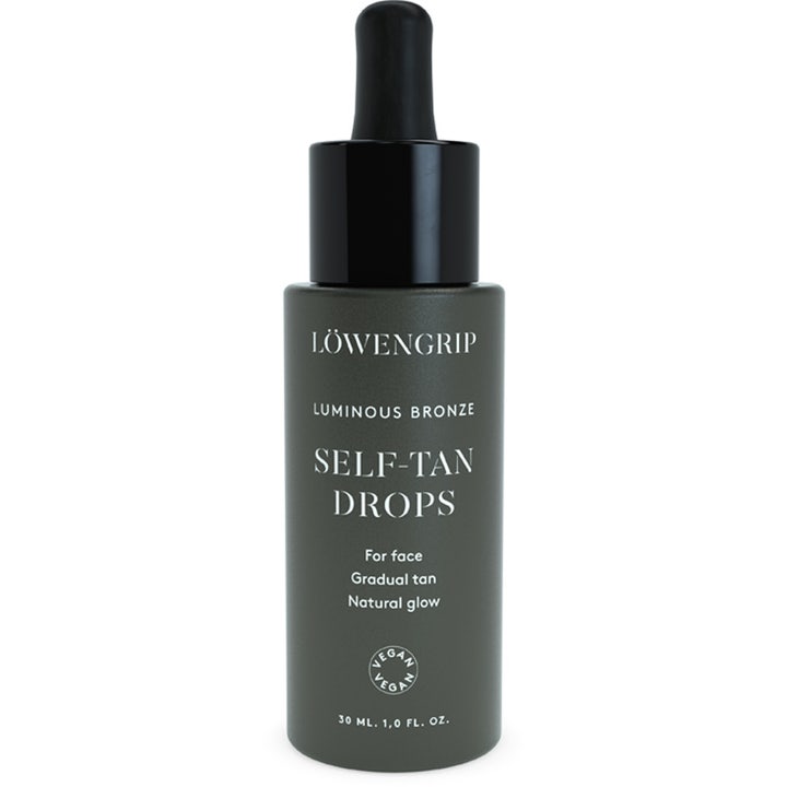 Löwengrip Luminous Bronze Self-Tan Drops 30 ml tuovat asteittaisen rusketuksen tummanvihreässä pipettipullossa.