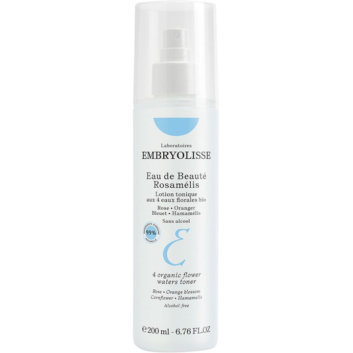 Embryolisse Eau de Beauté Rosamélis 200 ml virkistävä kasvovesi valkoisessa suihkepullossa jossa on kirkas korkki