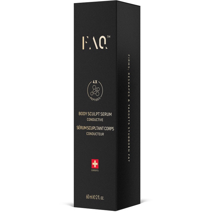 FAQ Swiss FAQ Body Sculpt Serum 60 ml kiinteyttävä vartaloseerumi tyylikkäässä mustassa pakkauksessa.