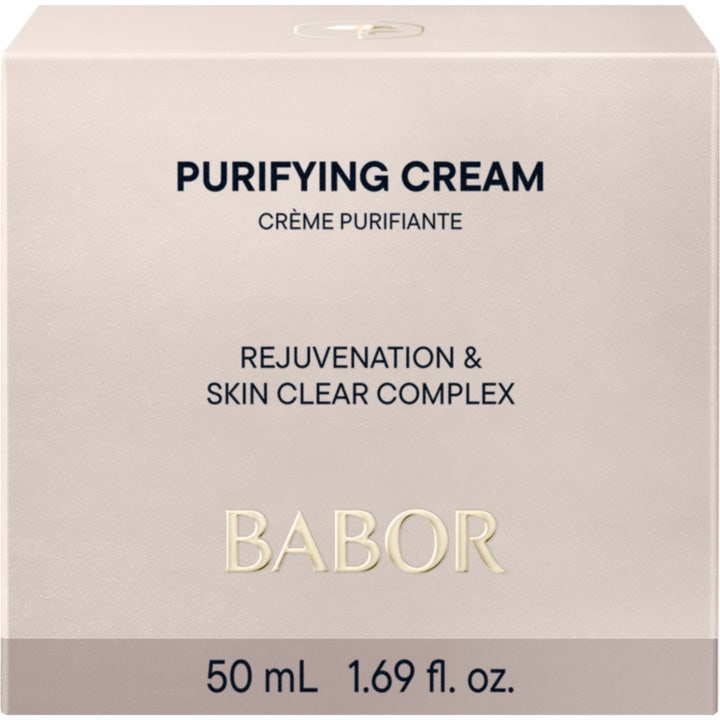 Babor Skinovage Purifying Cream 50 ml puhdistava kasvovoide epäpuhtauksille valkoisessa pahvipakkauksessa.