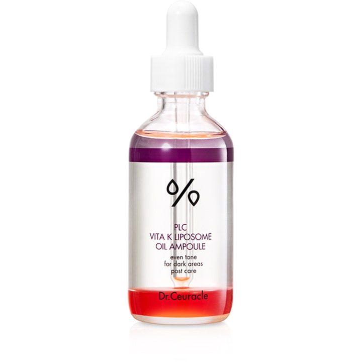 Dr. Ceuracle PLC Vita K Liposome Oil Ampoule 50 ml tasaisempi ihonsävy kaksivaiheisella öljyllä lasipullossa.