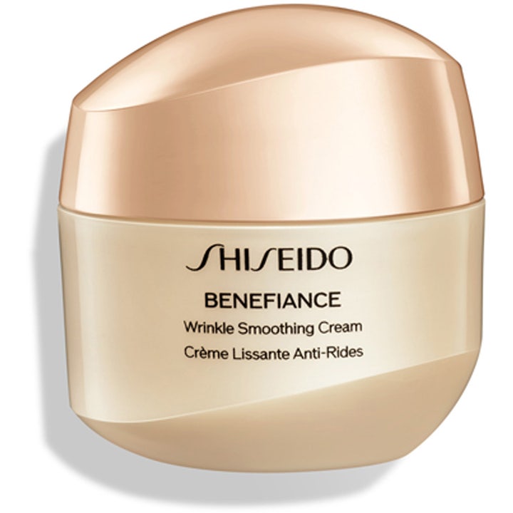 Shiseido Benefiance Wrinkle Smoothing Cream 50 ml ryppyjä silottava kasvovoide tyylikkäässä beigessä purkissa