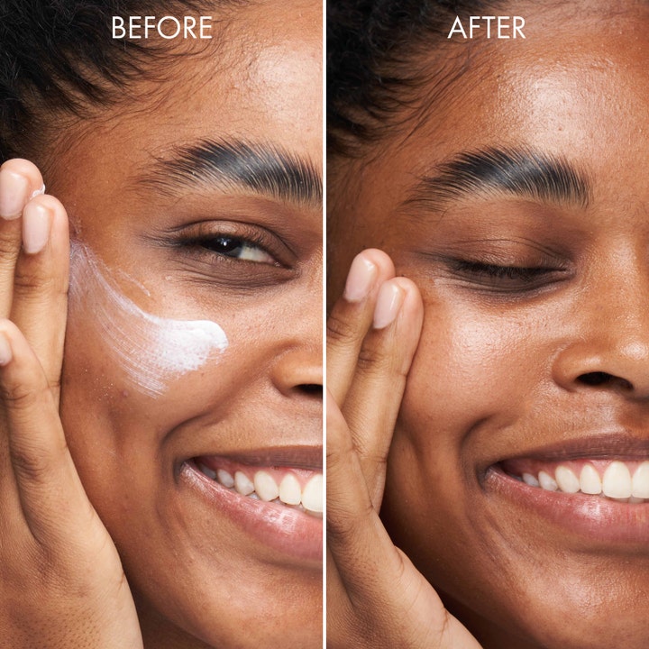 Origins Ginzing SPF30 Daily Moisturizer 50 ml kirkastava päivävoide ennen ja jälkeen tulos kasvoilla.