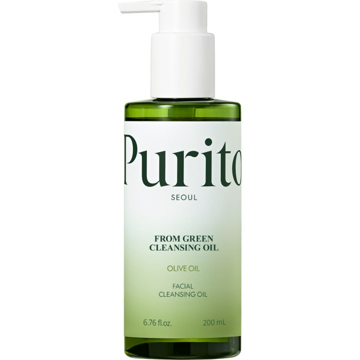 Purito From Green Cleansing Oil 200 ml ravitseva puhdistusöljy läpinäkyvässä vihreässä pumppupullossa.