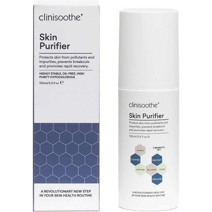 Clinisoothe Skin Purifier 100 ml rauhoittava kasvovesi epäpuhtauksia vastaan valkoisessa pullossa ja pakkauksessa