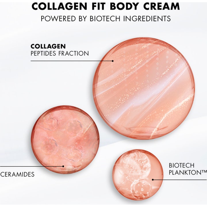 Biotherm Collagen Fit Body Cream 200 ml kiinteyttävä vartalovoide vaaleanpunaisena ja kiiltävänä voidekoostumuksena