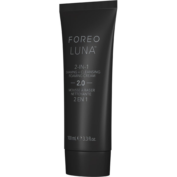 Foreo Luna 2-in-1 Shaving + Cleansing Foaming Cream 2.0 100 ml puhdistava vaahtovoide mattamustassa muovituubissa
