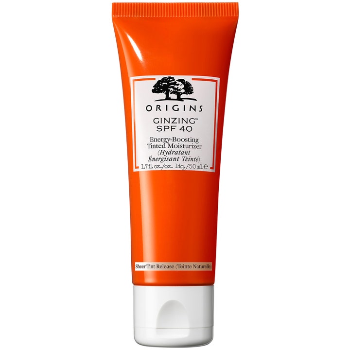 Origins GinZing SPF 40 Energy-Boosting Tinted Moisturizer 50 ml sävyttävä päivävoide oranssissa tuubissa.