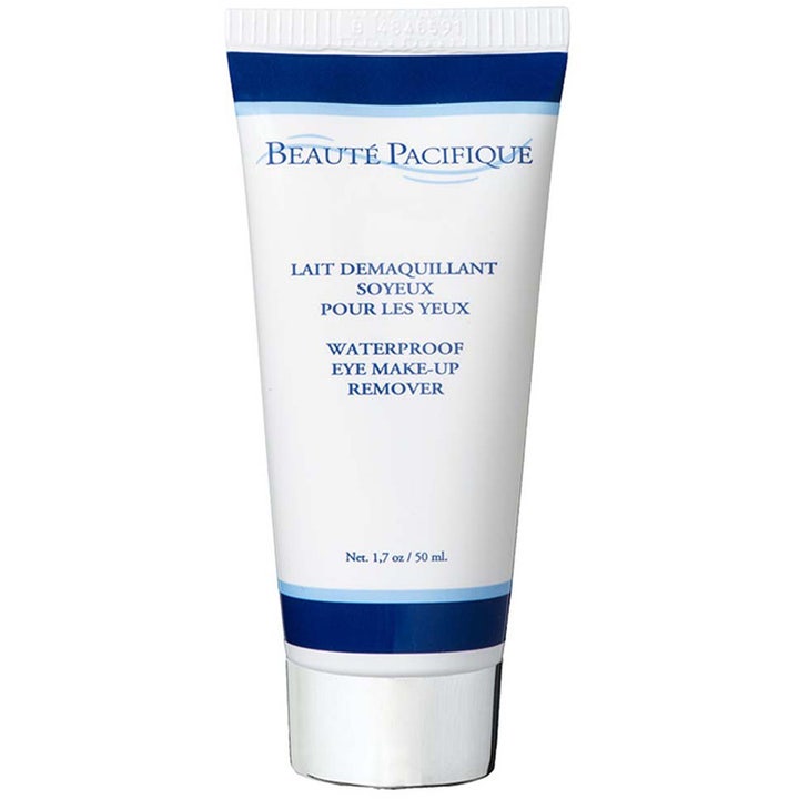 Beauté Pacifique Waterproof Eye Make-up Remover 50 ml puhdistusmaito silmille valkoisessa tuubissa sinisin raidoin