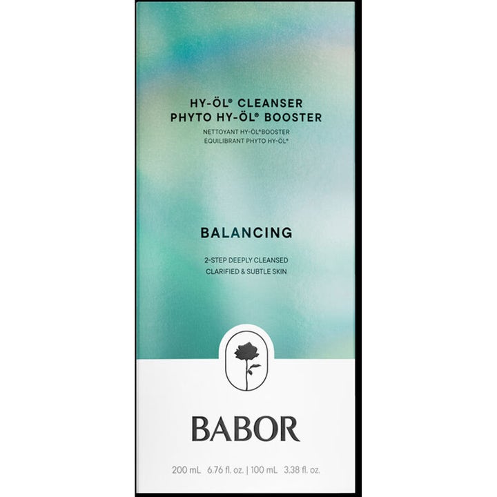 Babor Hy-Öl Cleanser & Phyto Hy-Öl Booster Balancing 200 ml + 100 ml tasapainottava setti vihreävalkoisessa pakkauksessa