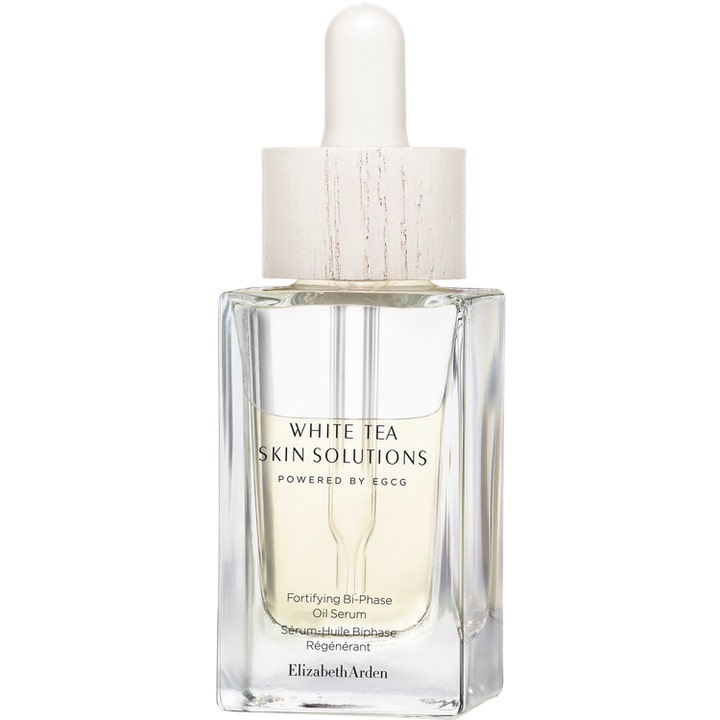 Elizabeth Arden White Tea Skin Solutions Bi-Phase Oil Serum vahvistava seerumi kirkkaassa lasipullossa puukuvioisella korkilla. Elizabeth Arden White Tea Skin Solutions Bi-Phase Oil Serum vahvistava seerumi kirkkaassa lasipullossa puukuvioisella korkilla. Elizabeth Arden White Tea Skin Solutions Oil Serum vahvistava seerumi kirkkaassa lasipullossa, jossa on valkoinen puukorkki. Elizabeth Arden White Tea Skin Solutions Oil Serum vahvistava seerumi kirkkaassa lasipullossa, jossa on valkoinen puukorkki.