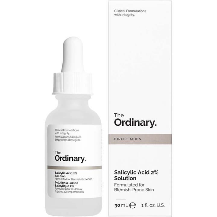 The Ordinary Salicylic Acid 2% Solution 30 ml kuoriva seerumi epäpuhtauksille huurretussa lasipullossa ja rasiassa