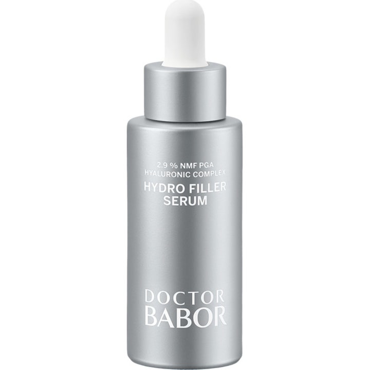 Doctor Babor Hydro Filler Serum kosteuttava hyaluronihapposeerumi hopeisessa mattapintaisessa pipettipullossa