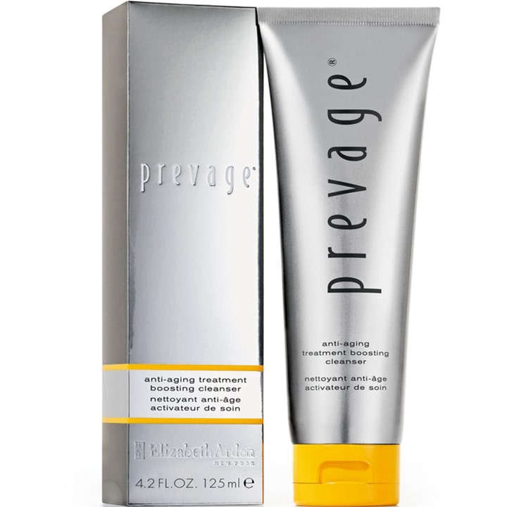 Elizabeth Arden Prevage Anti-aging Treatment Boosting Cleanser 125 ml puhdistusvoide hopeisessa tuubissa keltaisella korkilla