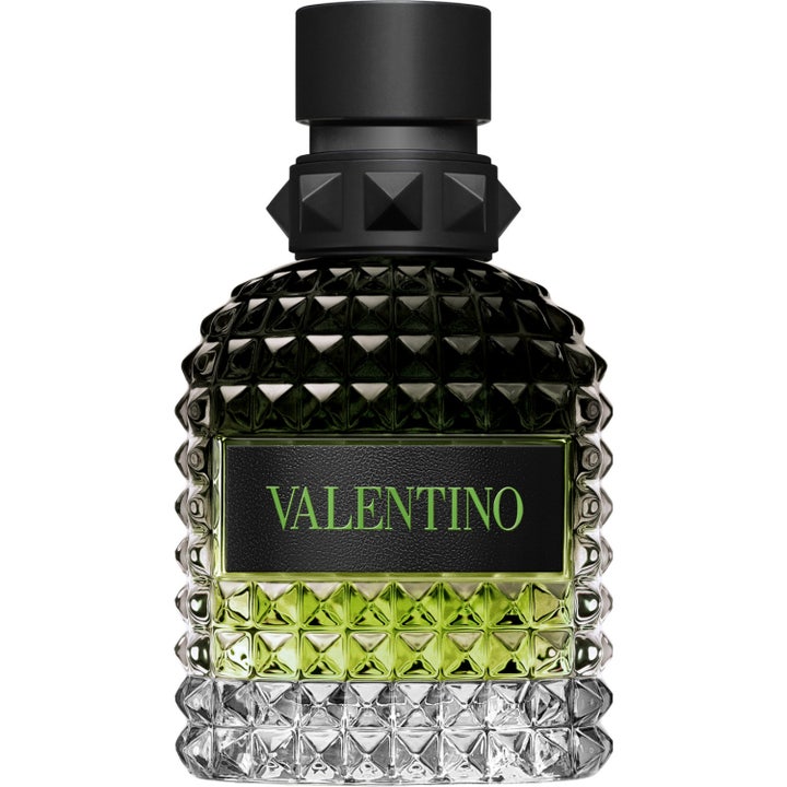 Valentino Born In Roma Uomo Green Stravaganza EdT 50 ml miesten tuoksu niittikuvioidussa lasipullossa