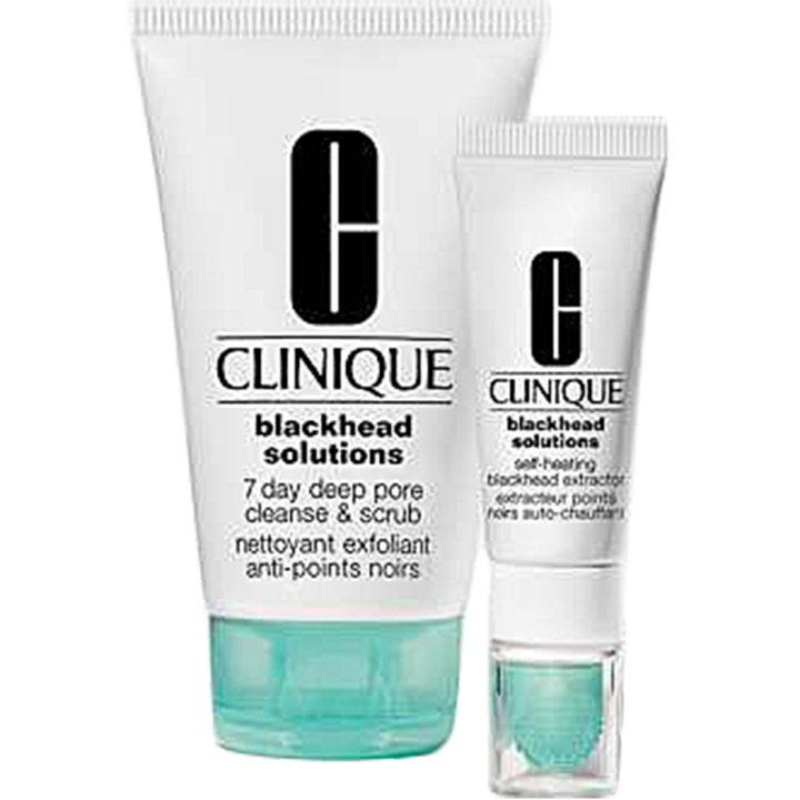 Clinique Blackhead Solutions 7 Day Deep Pore Cleanse & Scrub 125 ml kasvokuorinta valkoisissa tuubeissa sinisillä korkeilla