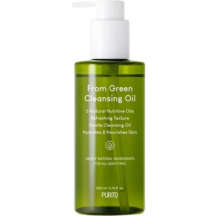 Purito From Green Cleansing Oil 200 ml ravitseva puhdistusöljy läpinäkyvässä vihreässä pumppupullossa.