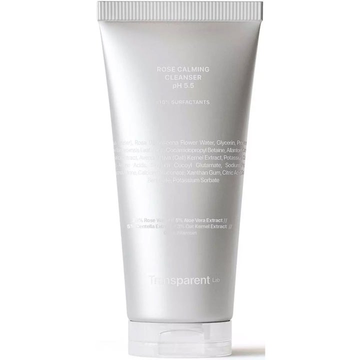 Transparent Lab Rose Calming Cleanser 150 ml rauhoittava puhdistusaine harmaassa mattapintaisessa tuubissa